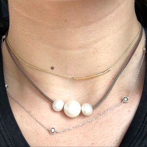 Leather + Pearl Necklace